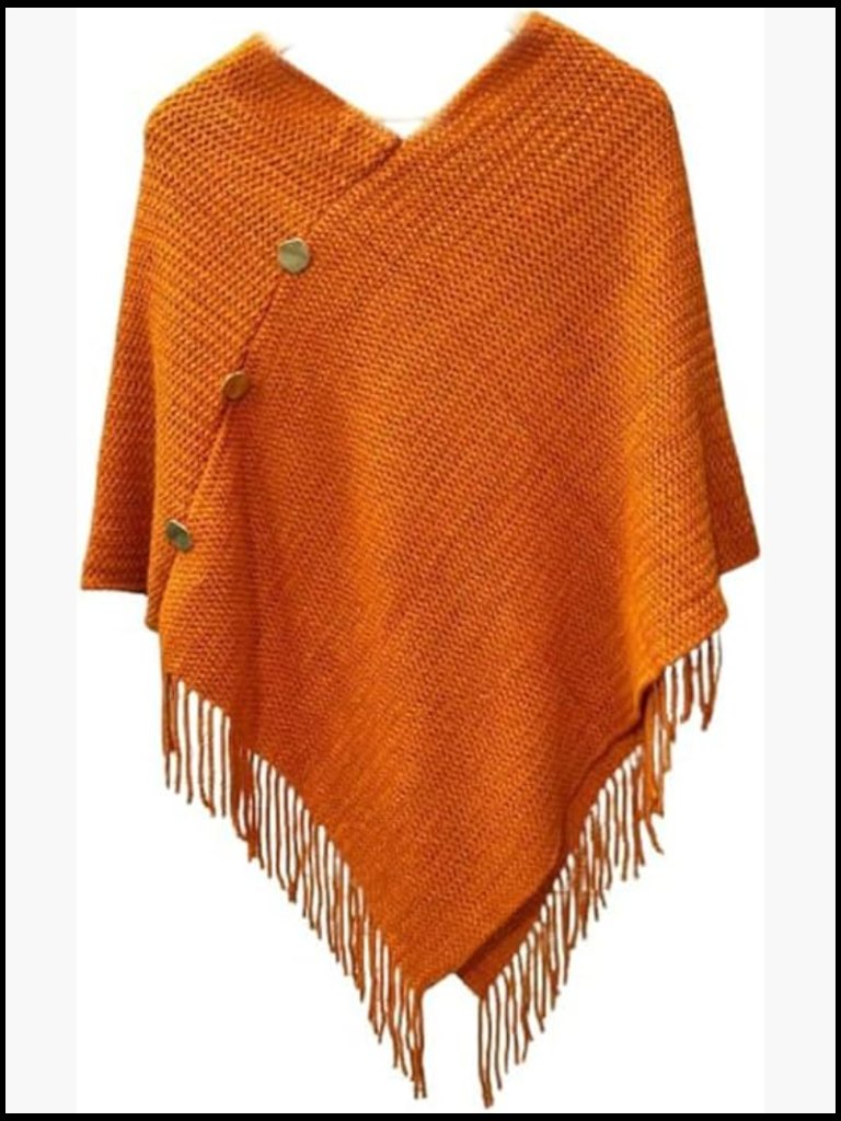 V-Neck Knitted Poncho Sweater Cape Cozy Shawl Wrap Cardigan Tops Fall Winter